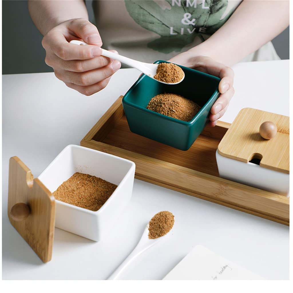 Ceramic Seasoning Jar Set with Tray & Spoons