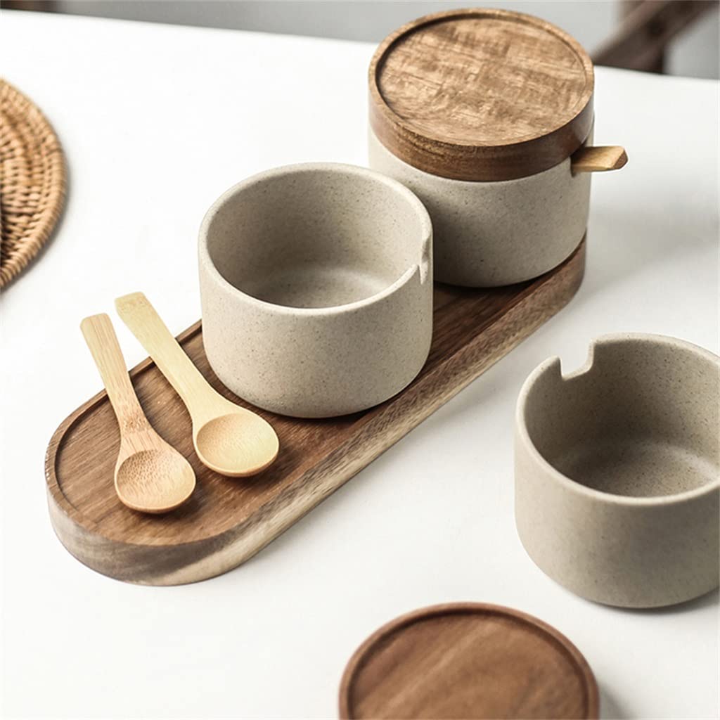 Ceramic Seasoning Jar Set with Lids for Pepper & Spices