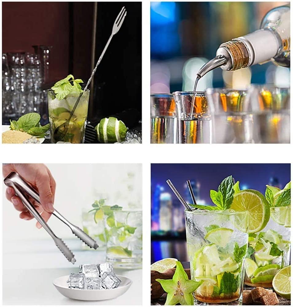 17-Piece Cocktail Shaker Bartender Kit with Wooden Stand