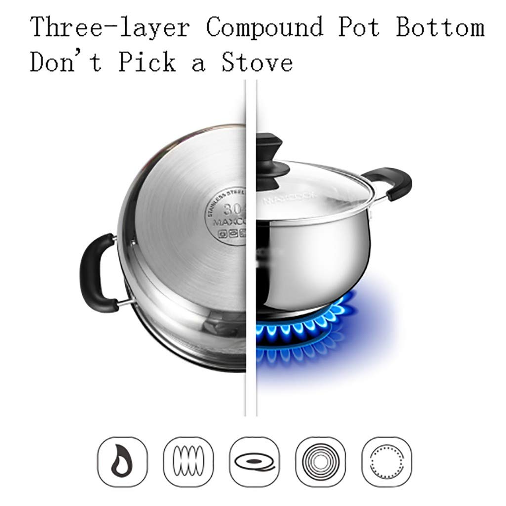 304 Stainless Steel Double-Bottom Stockpot for Induction & Gas Stoves