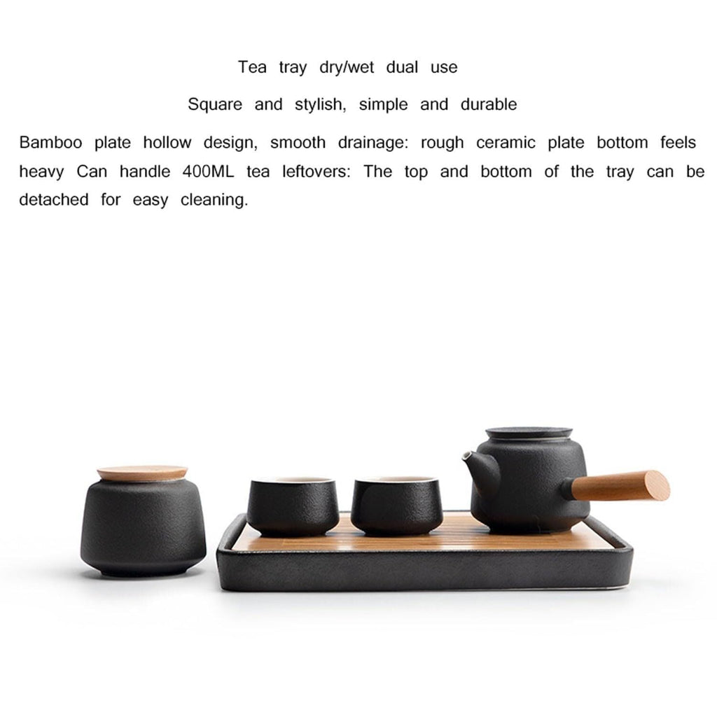 Ceramic Kung Fu Tea Set with Teapot, 6 Cups & Tea Tray