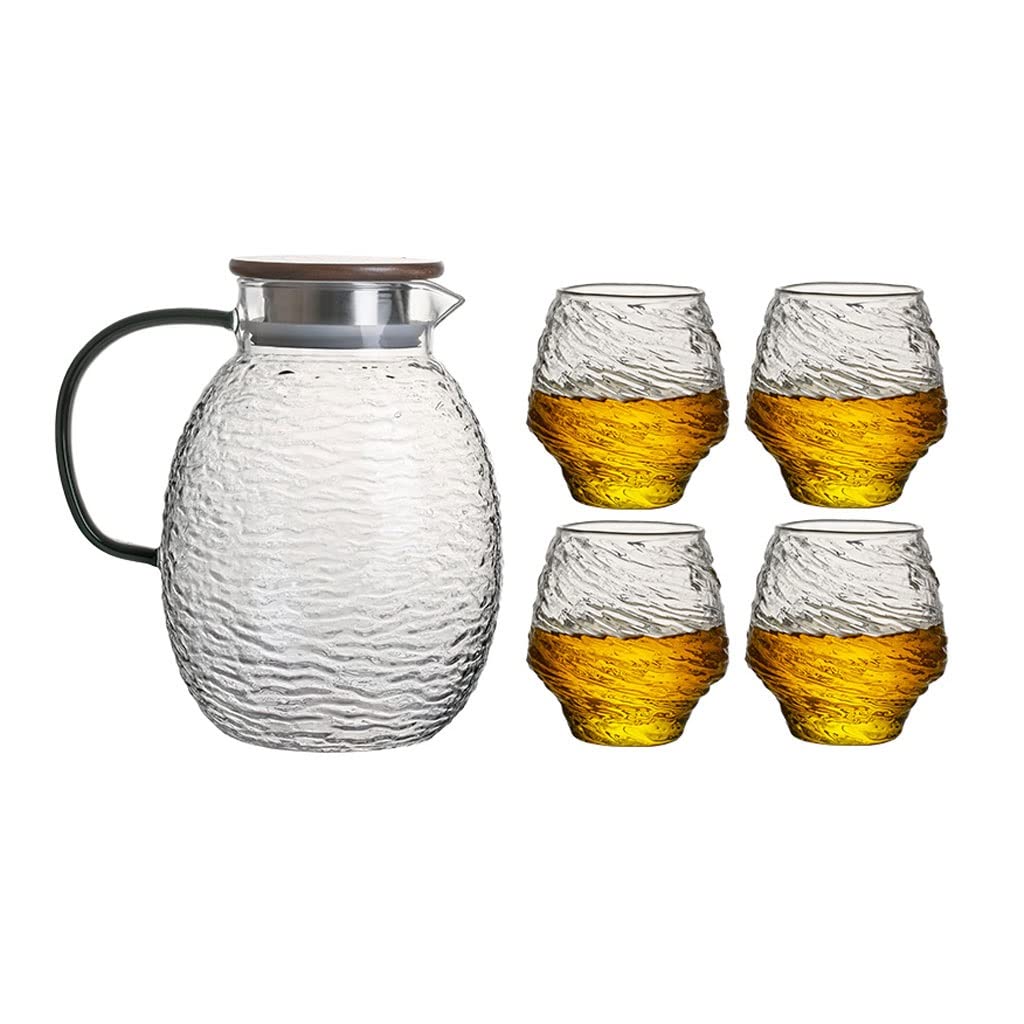 Large Capacity Glass Pitcher with Lid for Iced Tea, Juice & Drinks