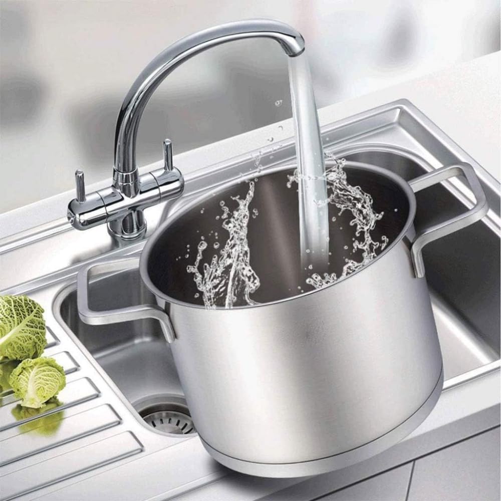Stainless Steel Stockpot with Glass Strainer Lid & Easy-Pour Handle