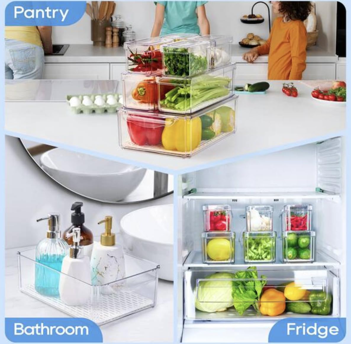 14-Piece Stackable Fridge Organizer Bins with Lids UB87253