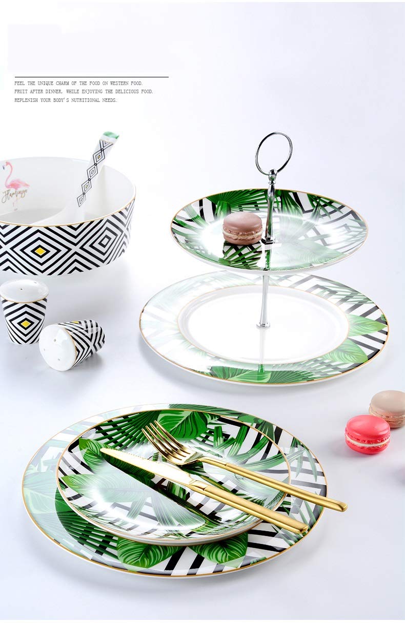 56-Piece 24K Gold Floral Porcelain Dinnerware Set