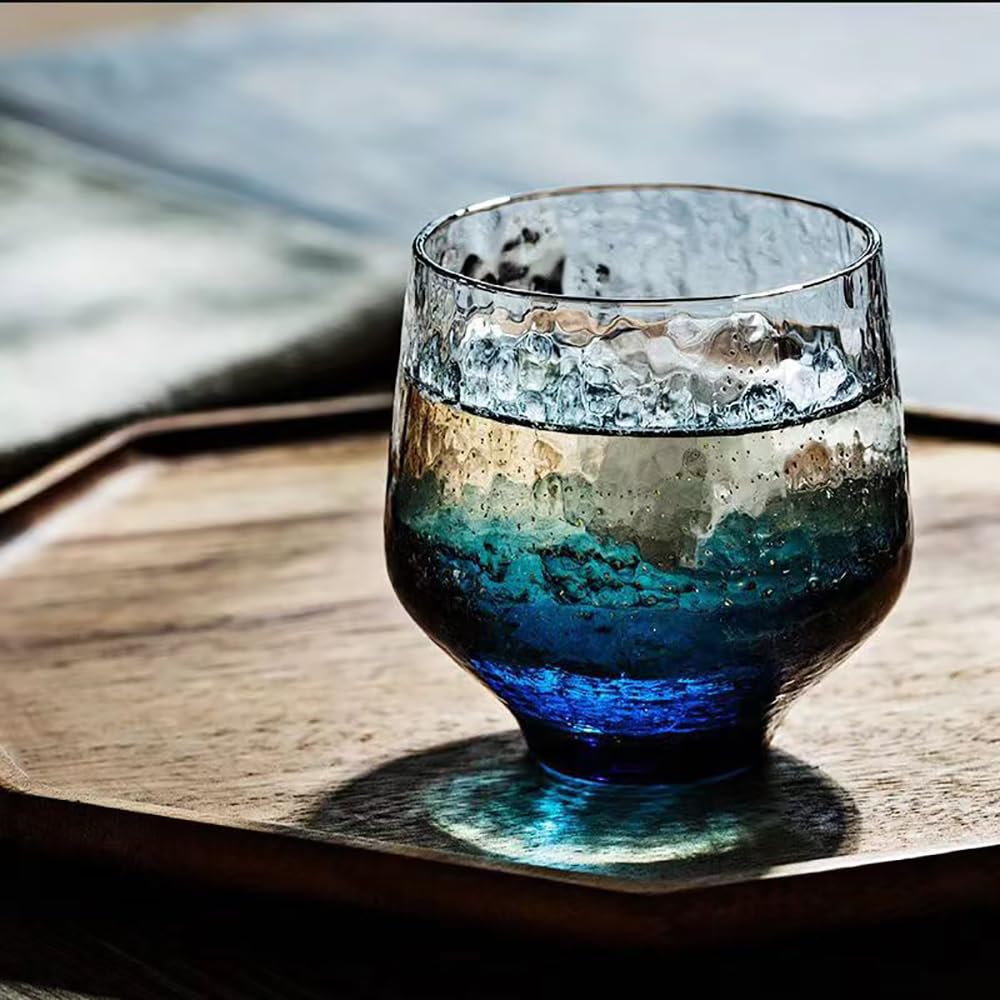 6-Piece Hand-Blown Crystal Whiskey Glass Set with Gold Foil