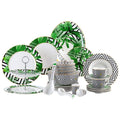 56-Piece 24K Gold Floral Porcelain Dinnerware Set