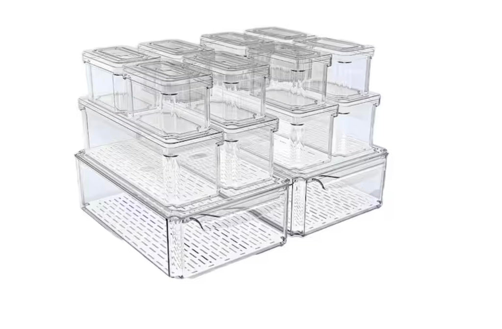 14-Piece Stackable Fridge Organizer Bins with Lids UB87253