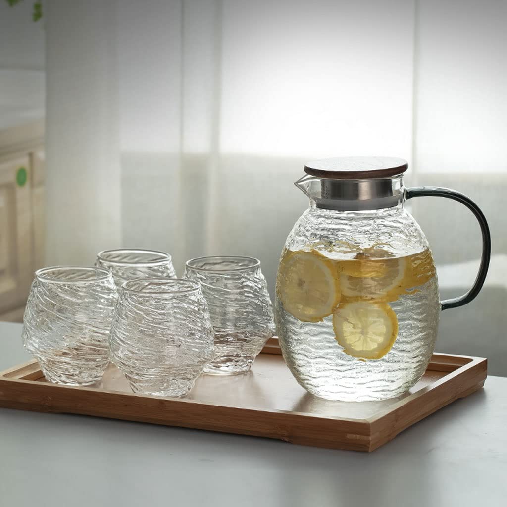 Large Capacity Glass Pitcher with Lid for Iced Tea, Juice & Drinks