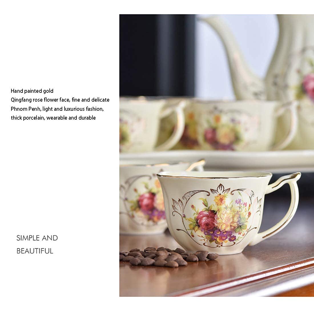 8-Piece White Fine Bone China Tea Cup & Saucer Set for Home and Restaurants