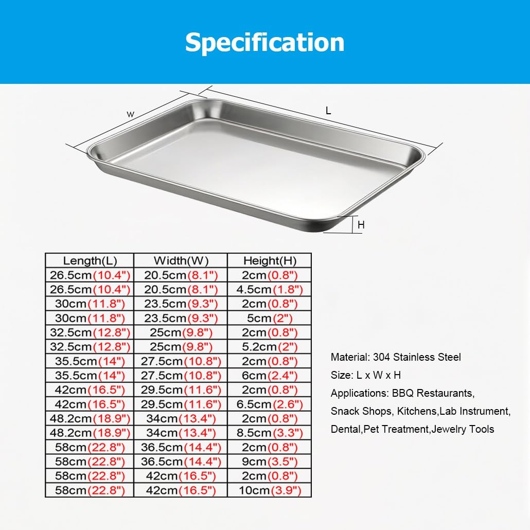 6-Piece Stainless Steel Baking Sheet Set – Dishwasher Safe
