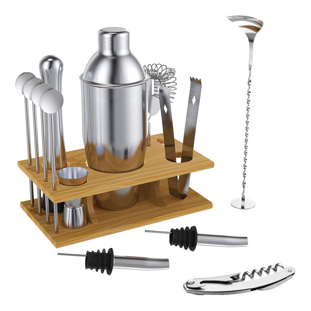 14-Piece Stainless Steel Cocktail Shaker Bartender Kit with Bar Tools
