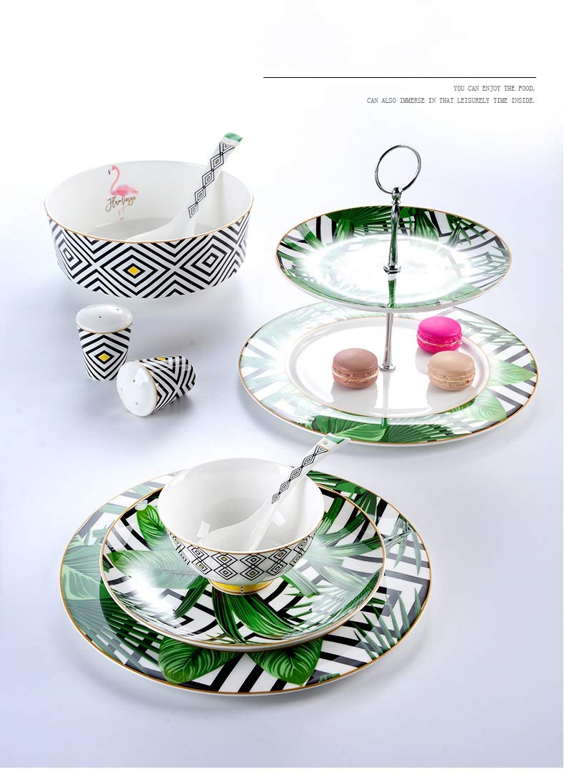 56-Piece 24K Gold Floral Porcelain Dinnerware Set