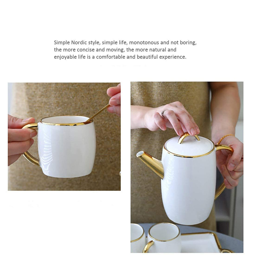 6-Piece Bone China Tea & Coffee Cup Set with Saucers and Spoons