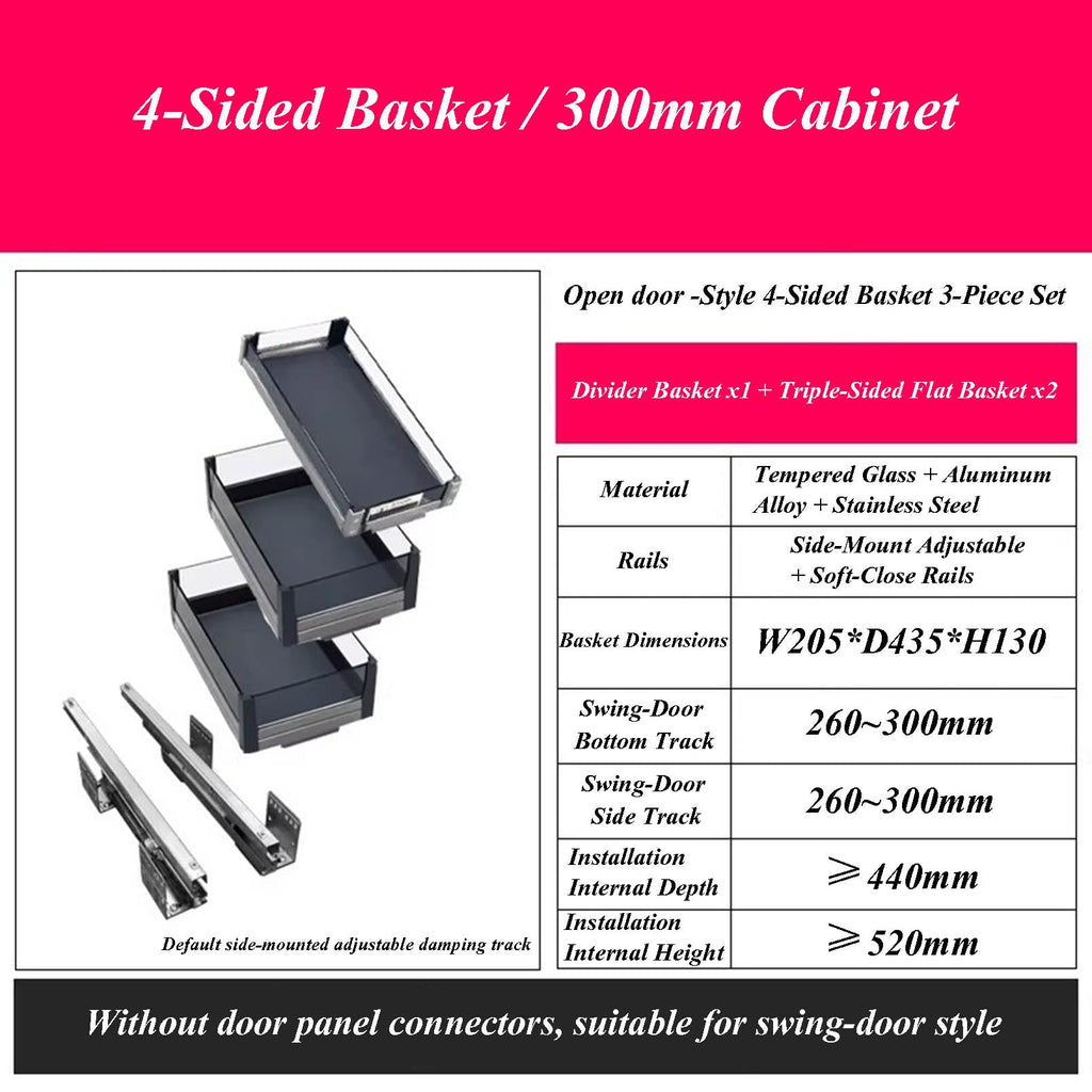 3-Piece Soft-Close Pull-Out Cabinet Organizer
