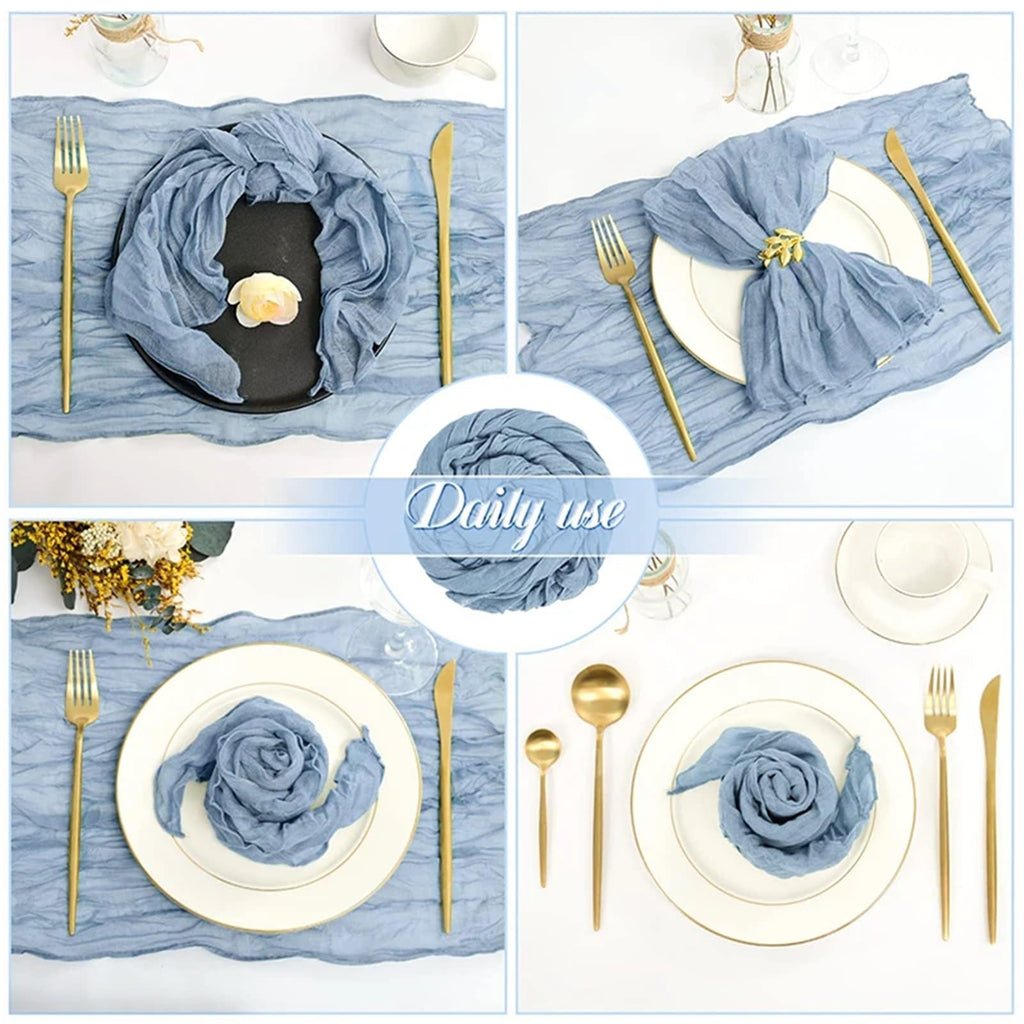 20-Piece Rustic Blue Gauze Table Napkin Set for Weddings & Home Dining