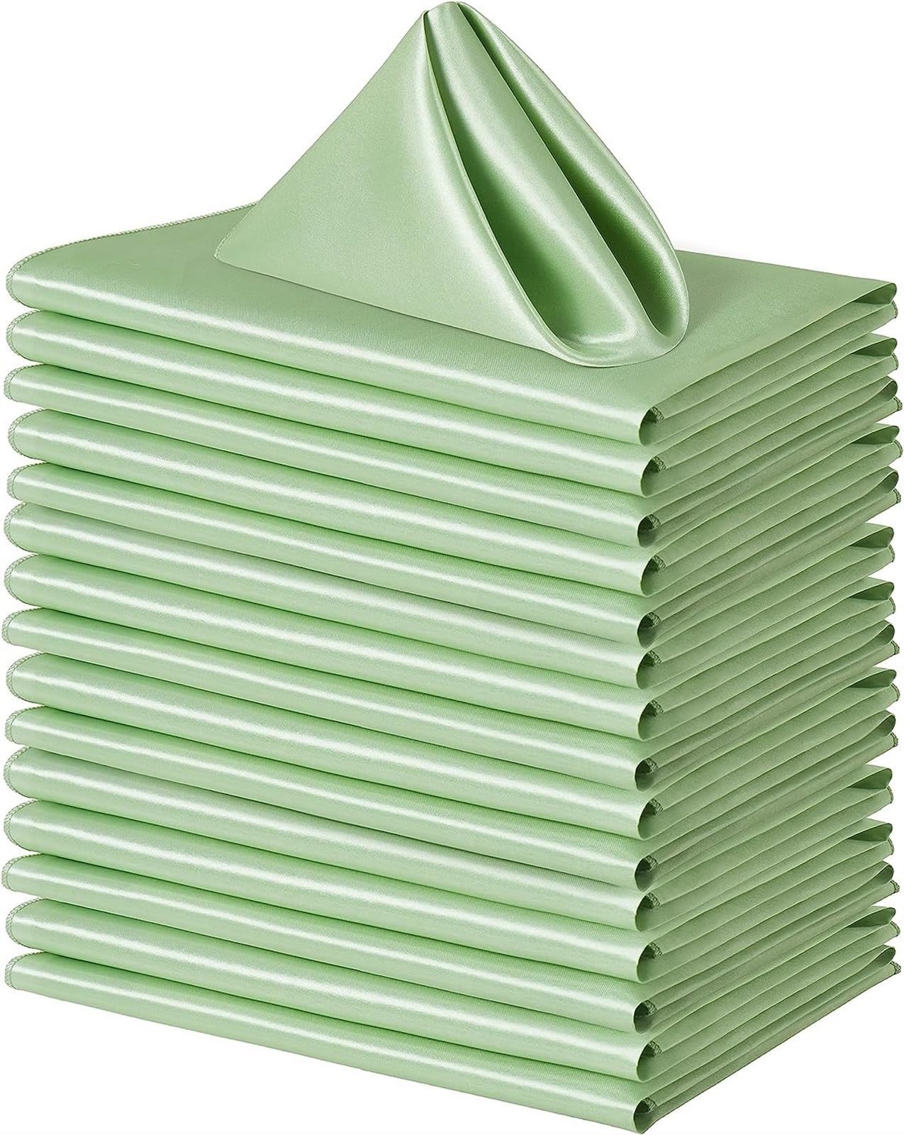 100-Piece Green Satin Dinner Napkin Set – 43 × 43 cm