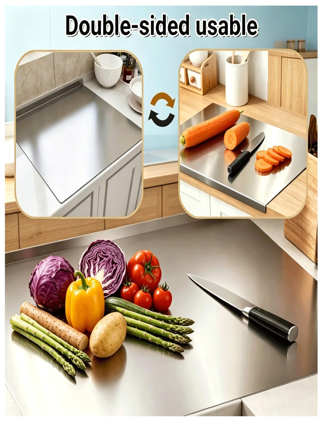 Stainless Steel Countertop Cutting Board & Kitchen Prep Mat