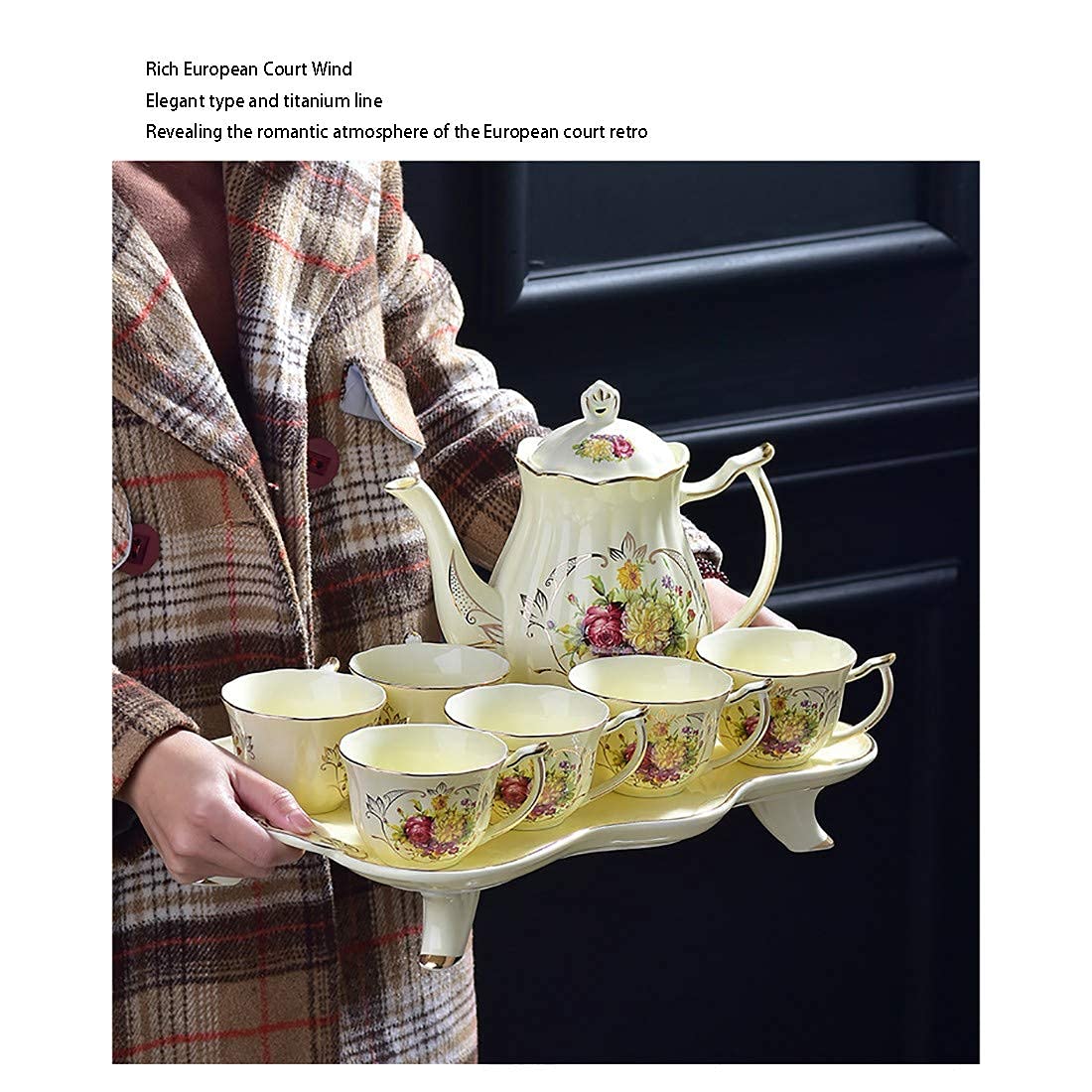 8-Piece White Fine Bone China Tea Cup & Saucer Set for Home and Restaurants