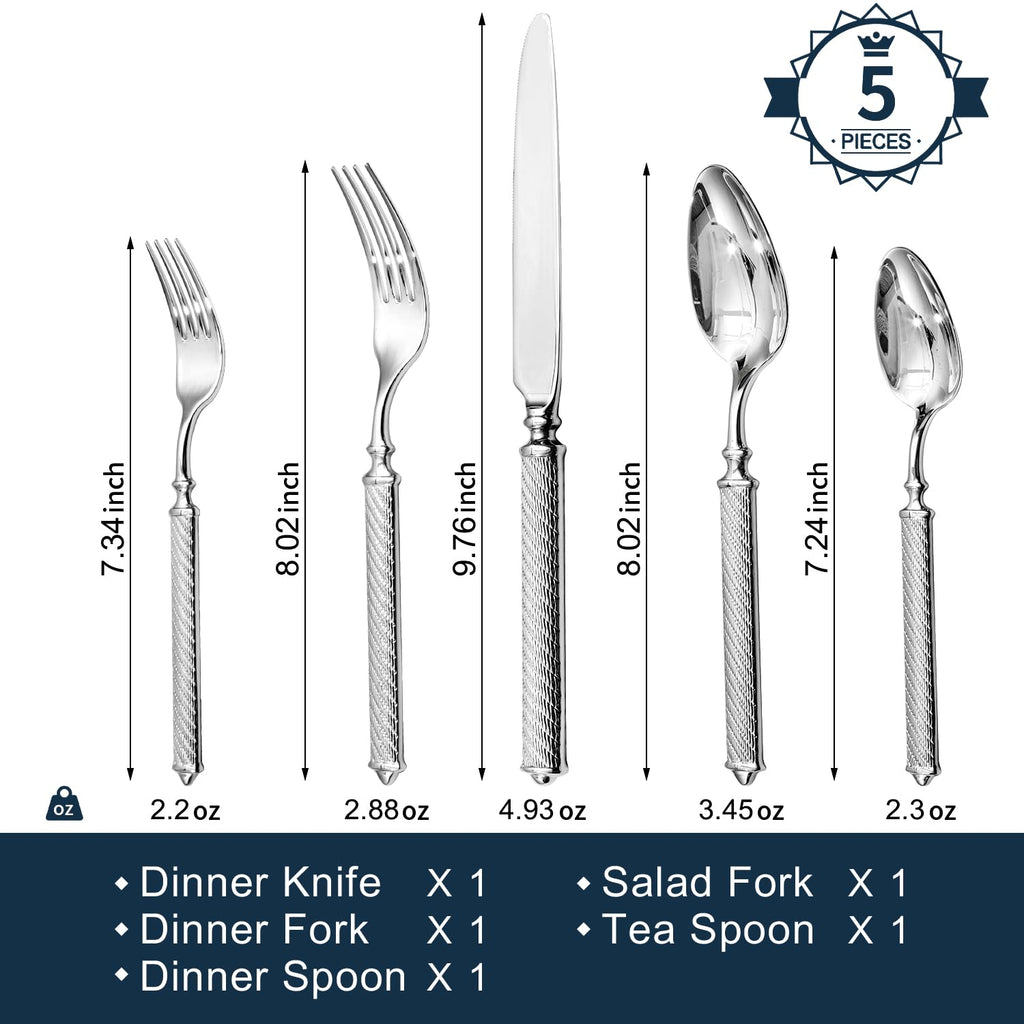 KINGSTONE Silverware Set, 18/10 Stainless Steel Flatware Set