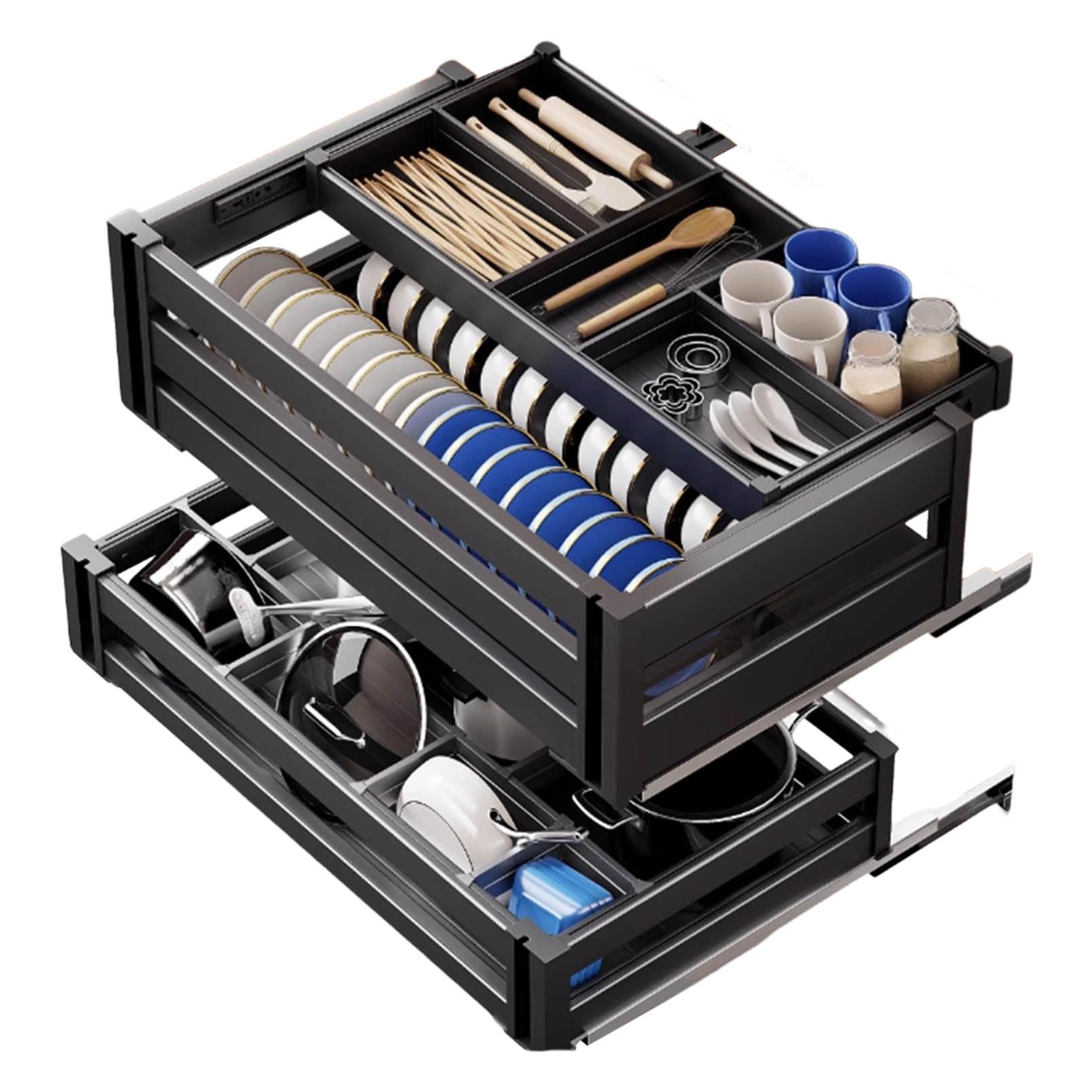 3-Tier Pull-Out Pantry & Under-Sink Organizer with Movable Dividers