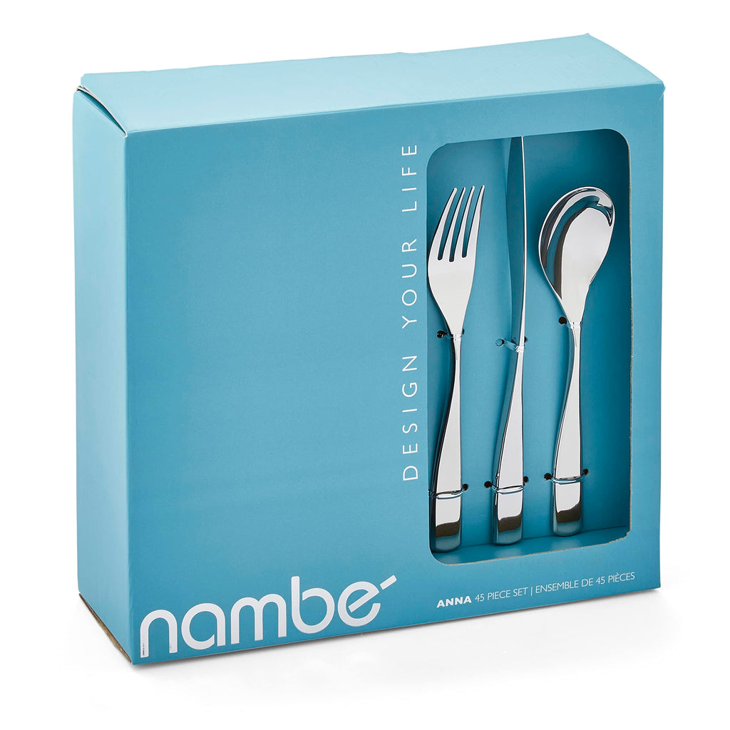 45-Piece Mirror-Polished Stainless Steel Flatware Set for 8