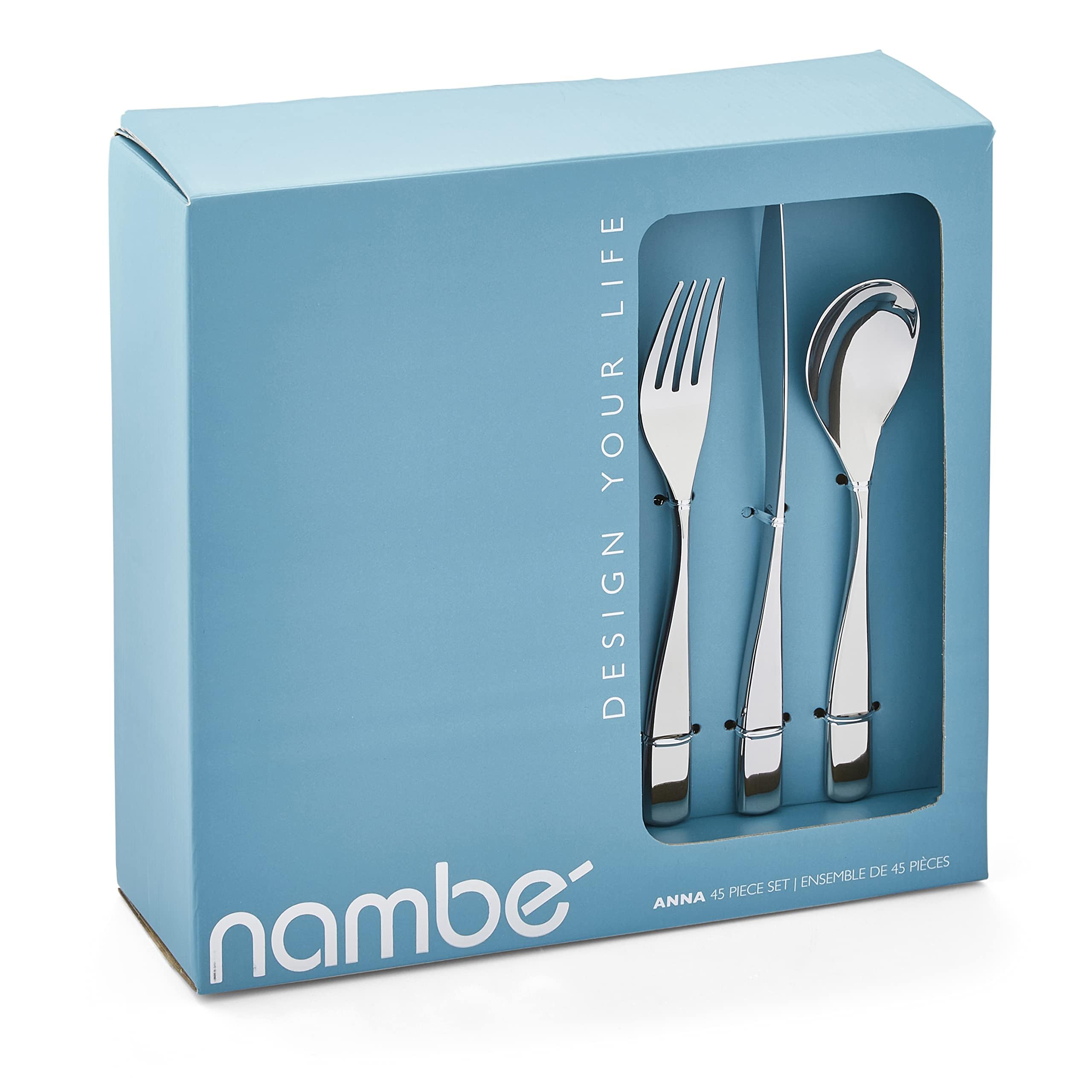 45-Piece Mirror-Polished Stainless Steel Flatware Set for 8