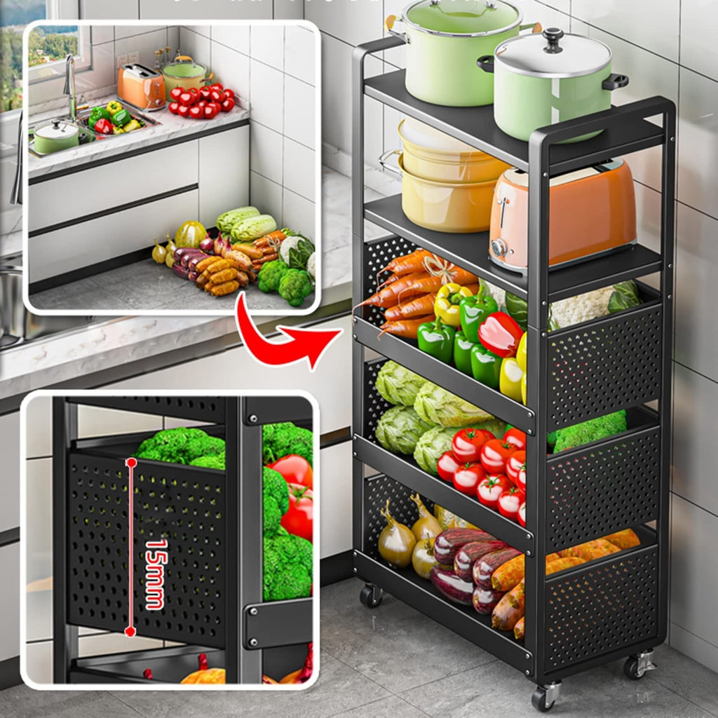 Multi-Layer Kitchen Storage Cart for Spices, Produce & Tableware