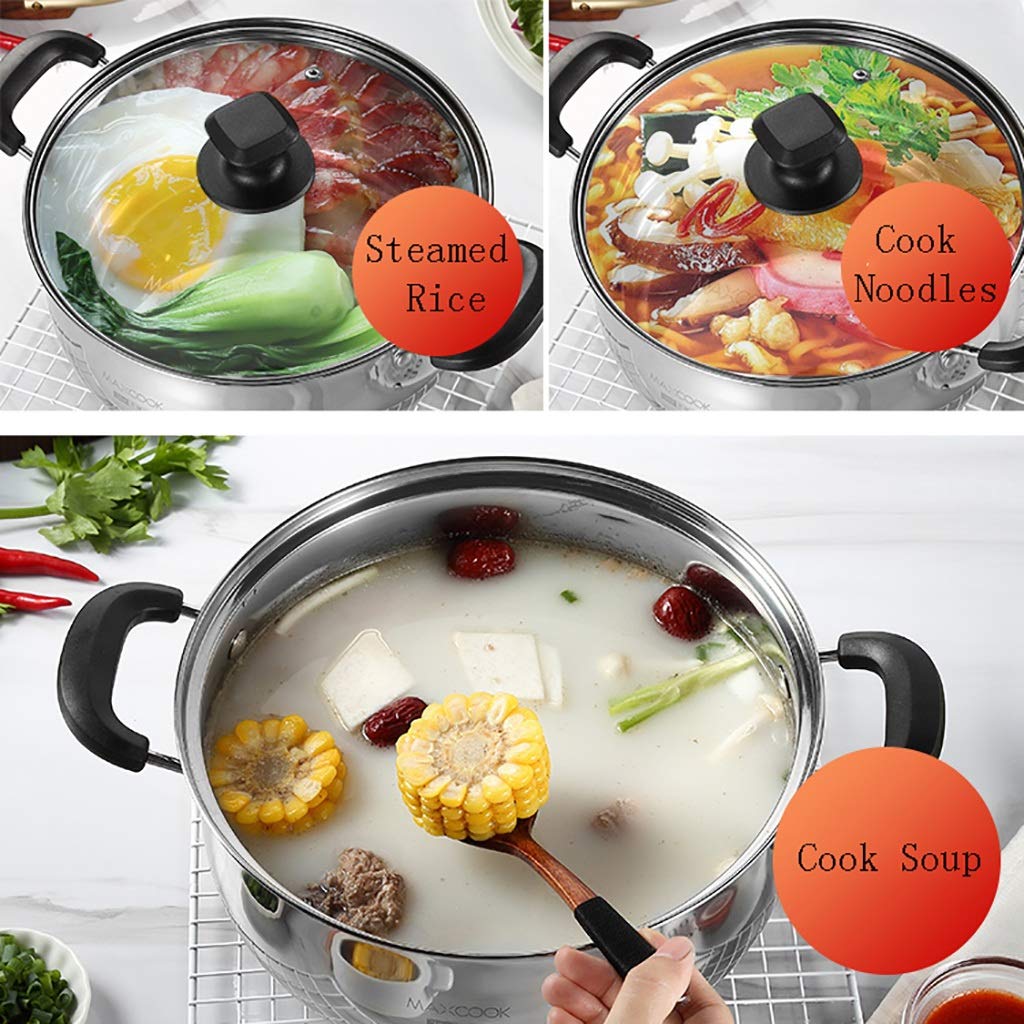 304 Stainless Steel Double-Bottom Stockpot for Induction & Gas Stoves