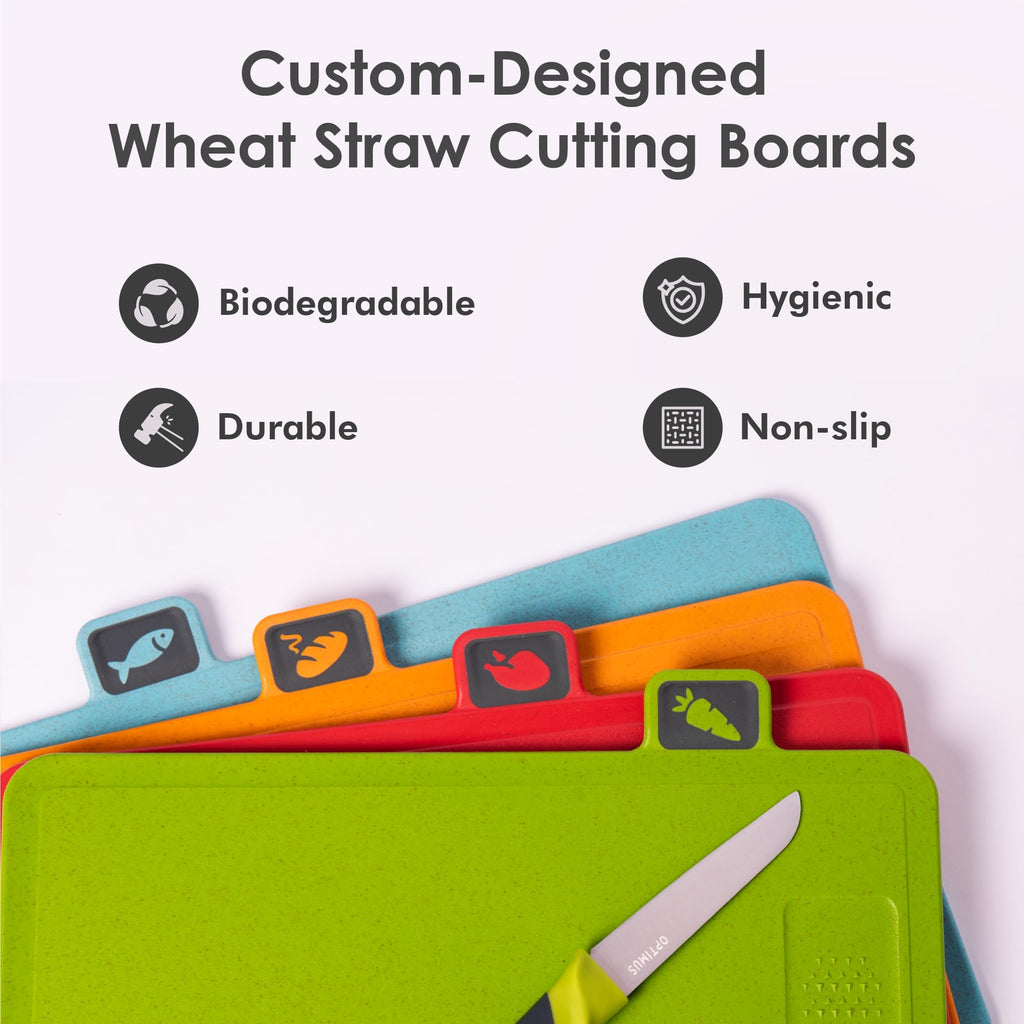Smart Self-Drying Cutting Board & Stainless Steel Knife Set with Auto-Cleaning Organizer