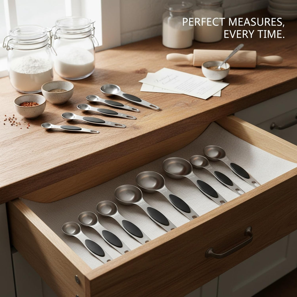 16-Piece Stainless Steel Measuring Cups & Spoons Set with Holder