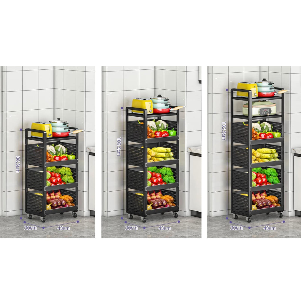 Multi-Layer Kitchen Storage Cart for Spices, Produce & Tableware