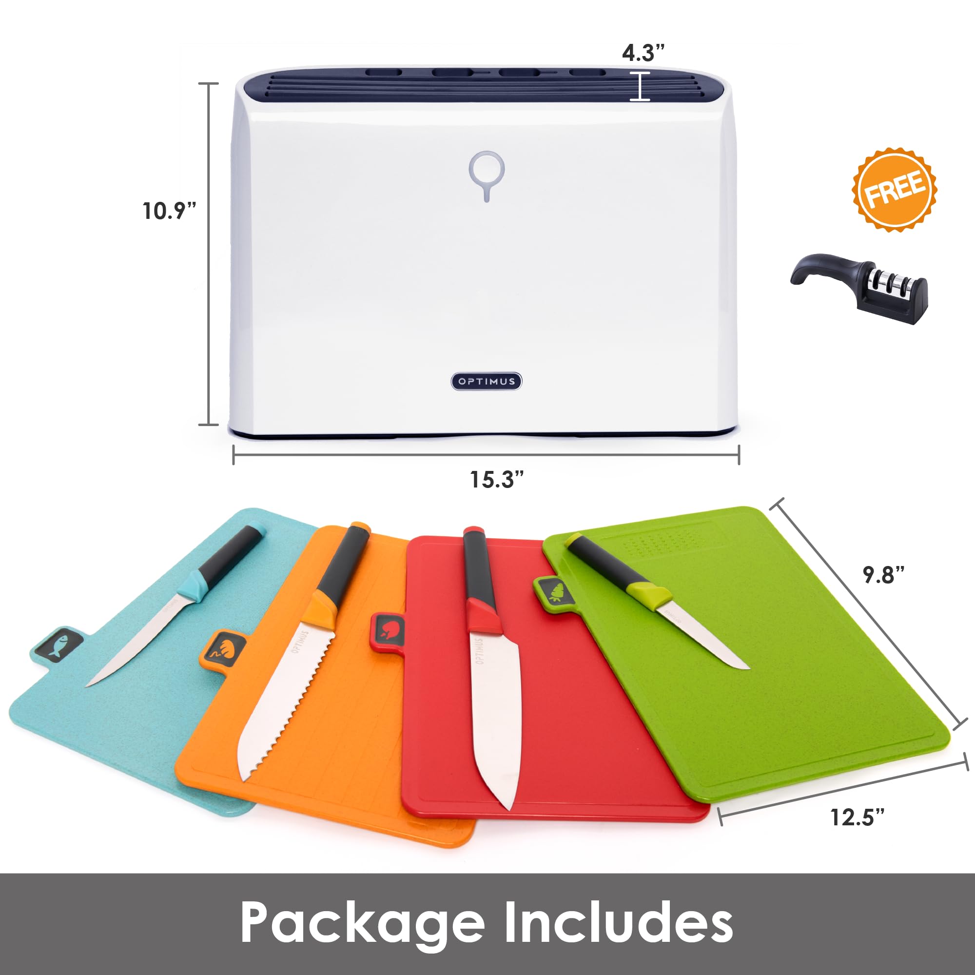 Smart Self-Drying Cutting Board & Stainless Steel Knife Set with Auto-Cleaning Organizer