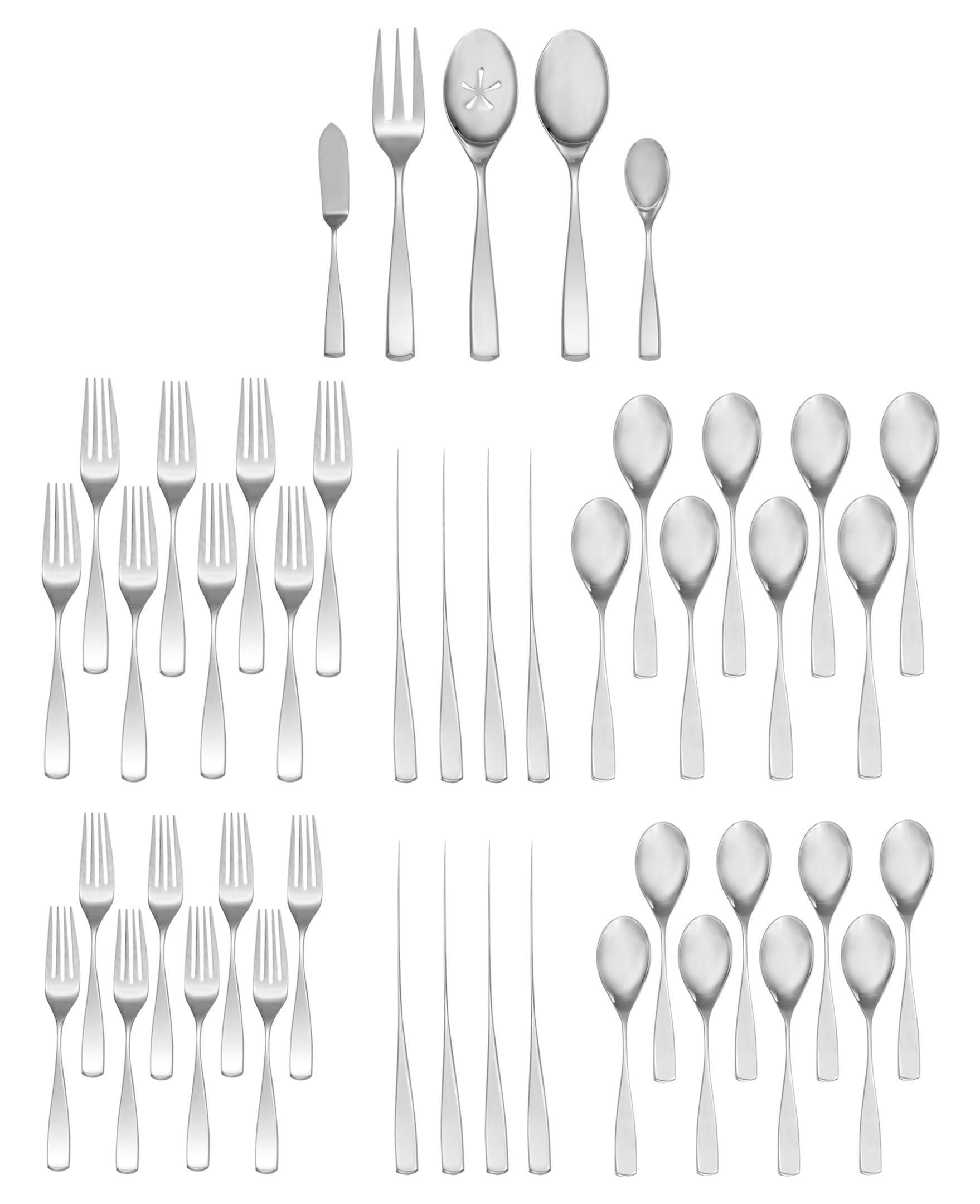 45-Piece Mirror-Polished Stainless Steel Flatware Set for 8
