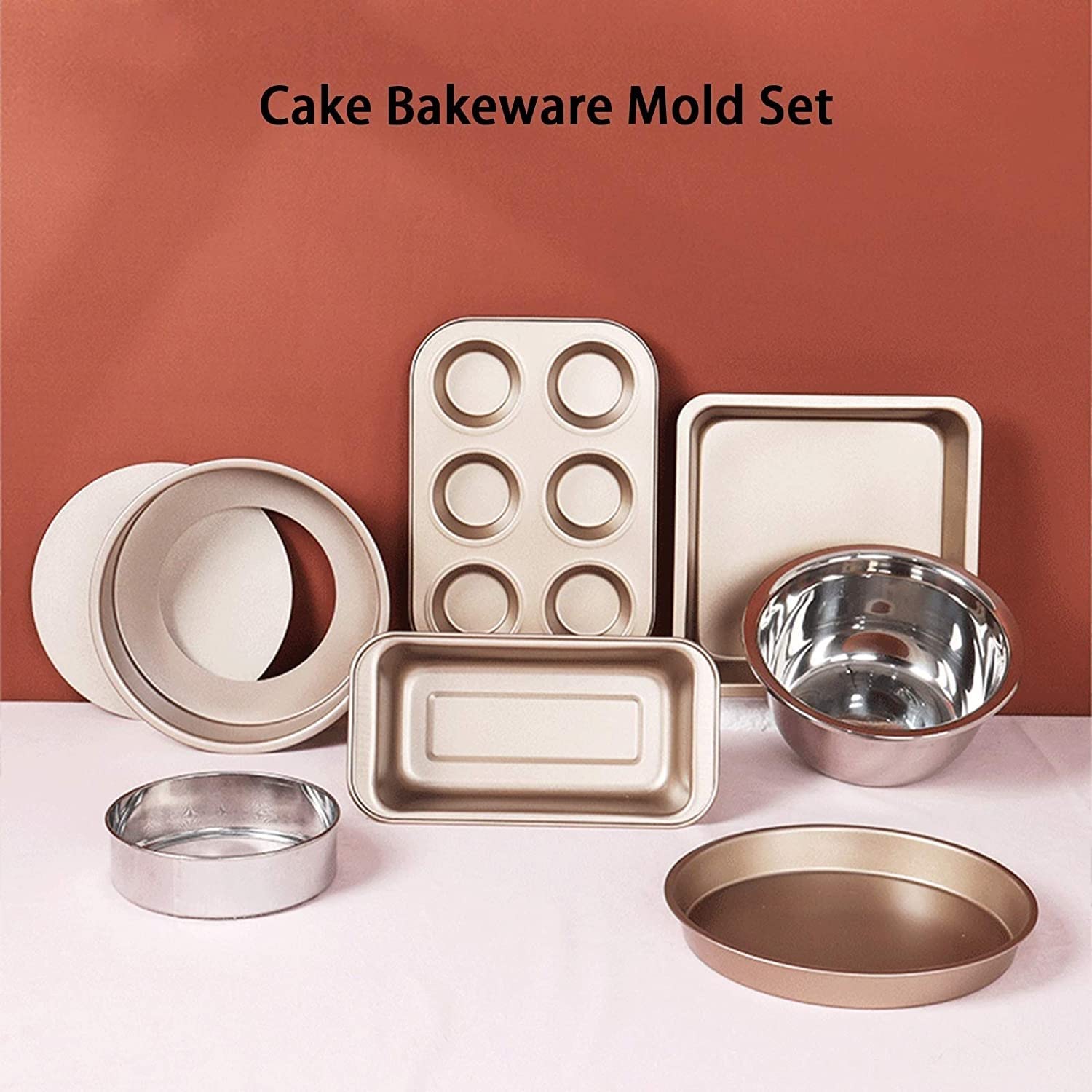 Non-Stick Bakeware Set with Cookie Sheet, Cake & Muffin Pans