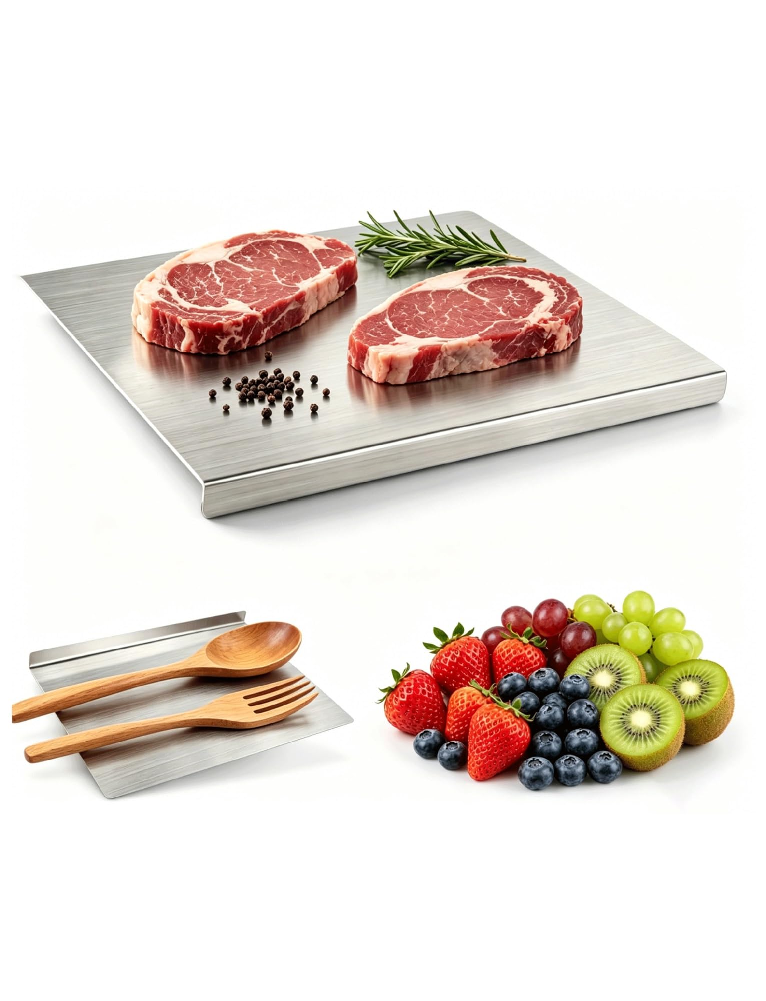 Extra-Large Stainless Steel Cutting Board with Raised Edge – 50 × 80 cm