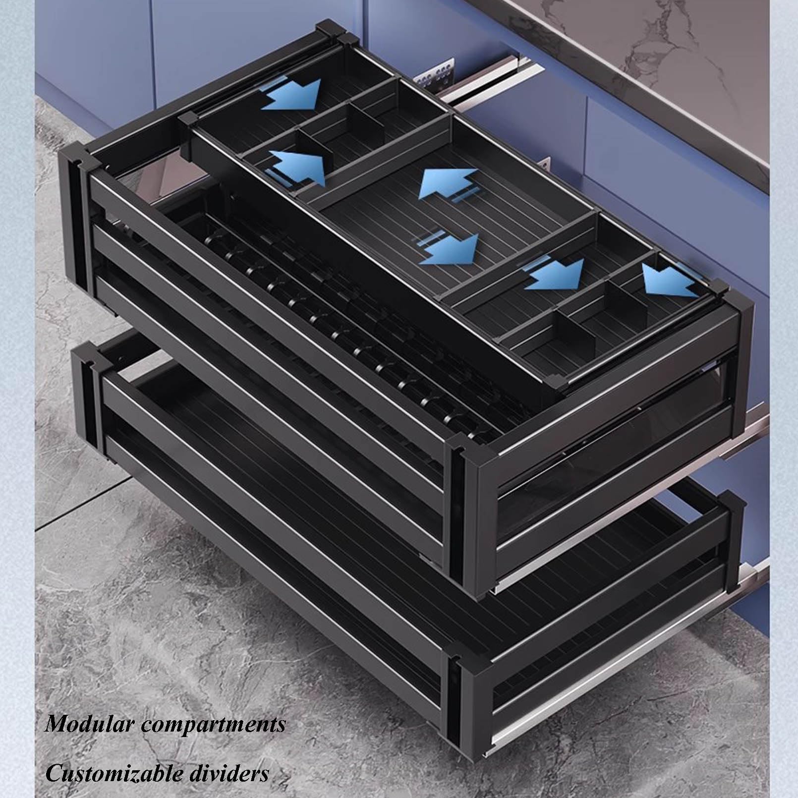 3-Tier Pull-Out Pantry & Under-Sink Organizer with Movable Dividers