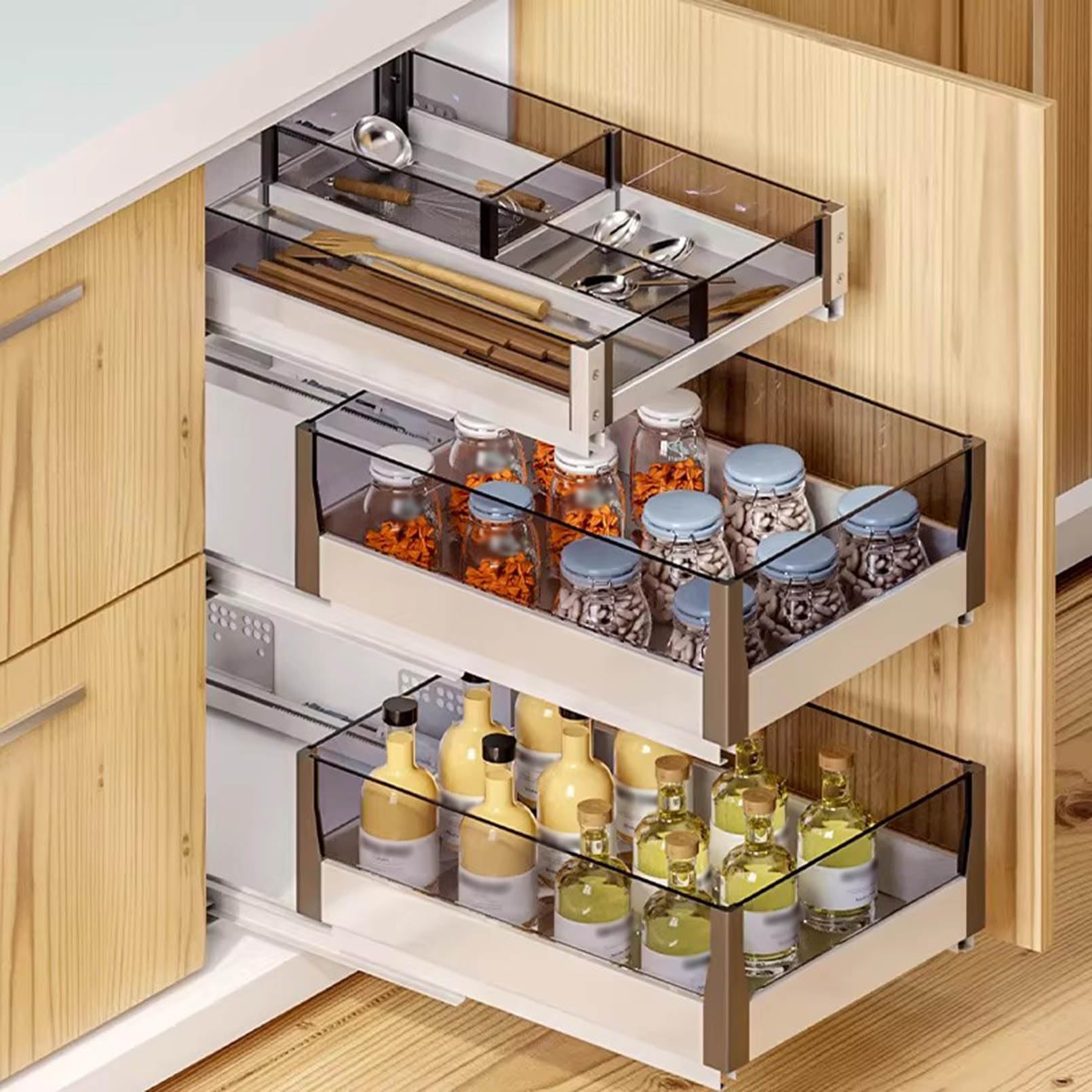 3-Piece Soft-Close Pull-Out Cabinet Organizer