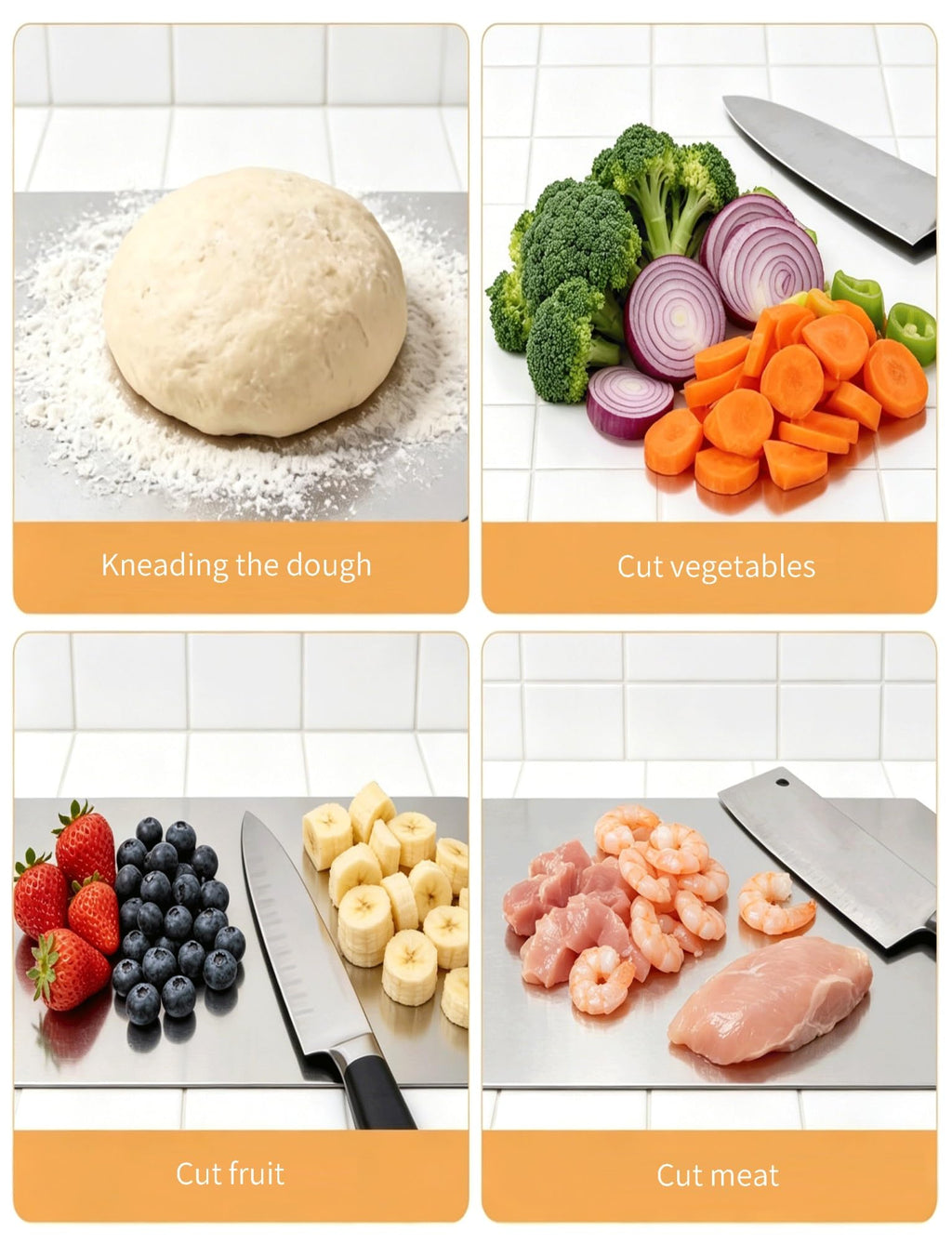 Extra-Large Stainless Steel Cutting Board with Raised Edge – 50 × 80 cm