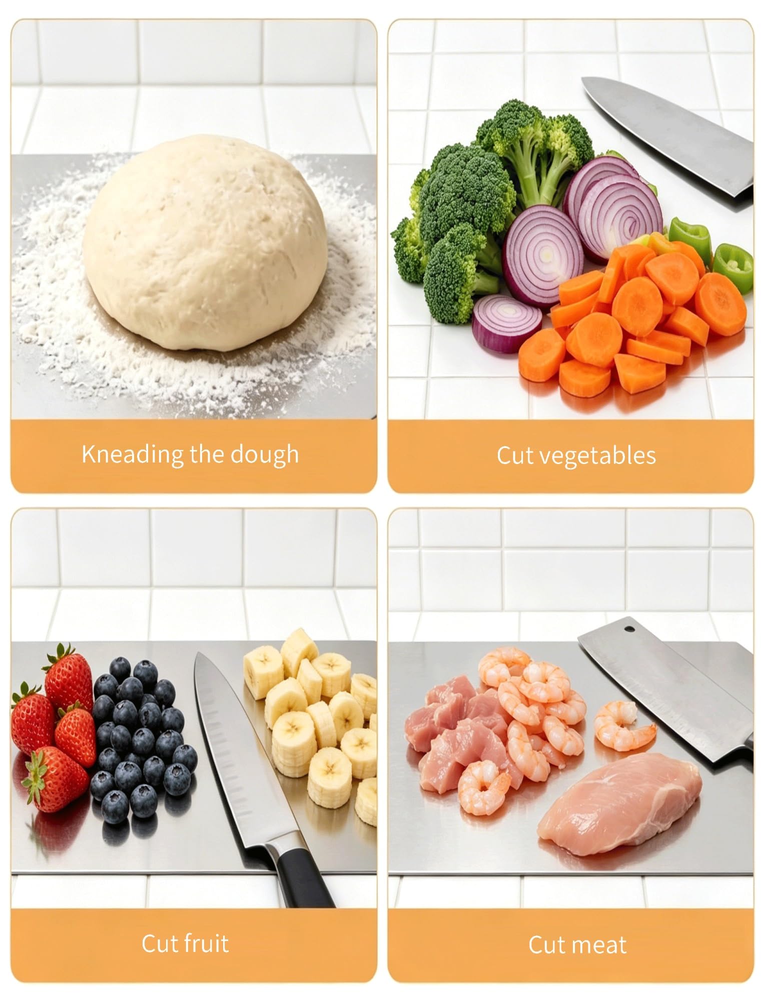 Extra-Large Stainless Steel Cutting Board with Raised Edge – 50 × 80 cm