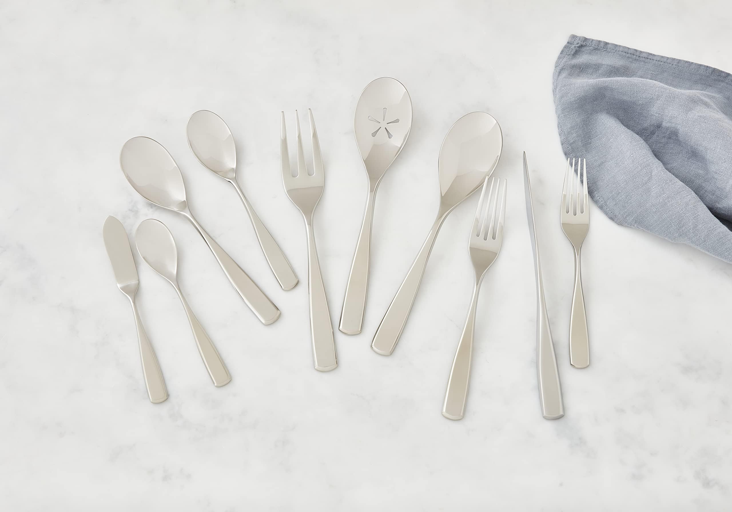 45-Piece Mirror-Polished Stainless Steel Flatware Set for 8