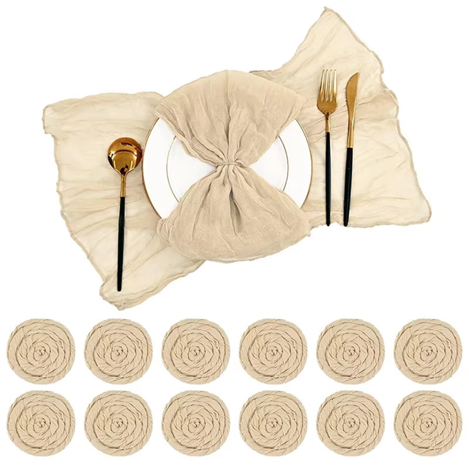 20-Piece Rustic Blue Gauze Table Napkin Set for Weddings & Home Dining