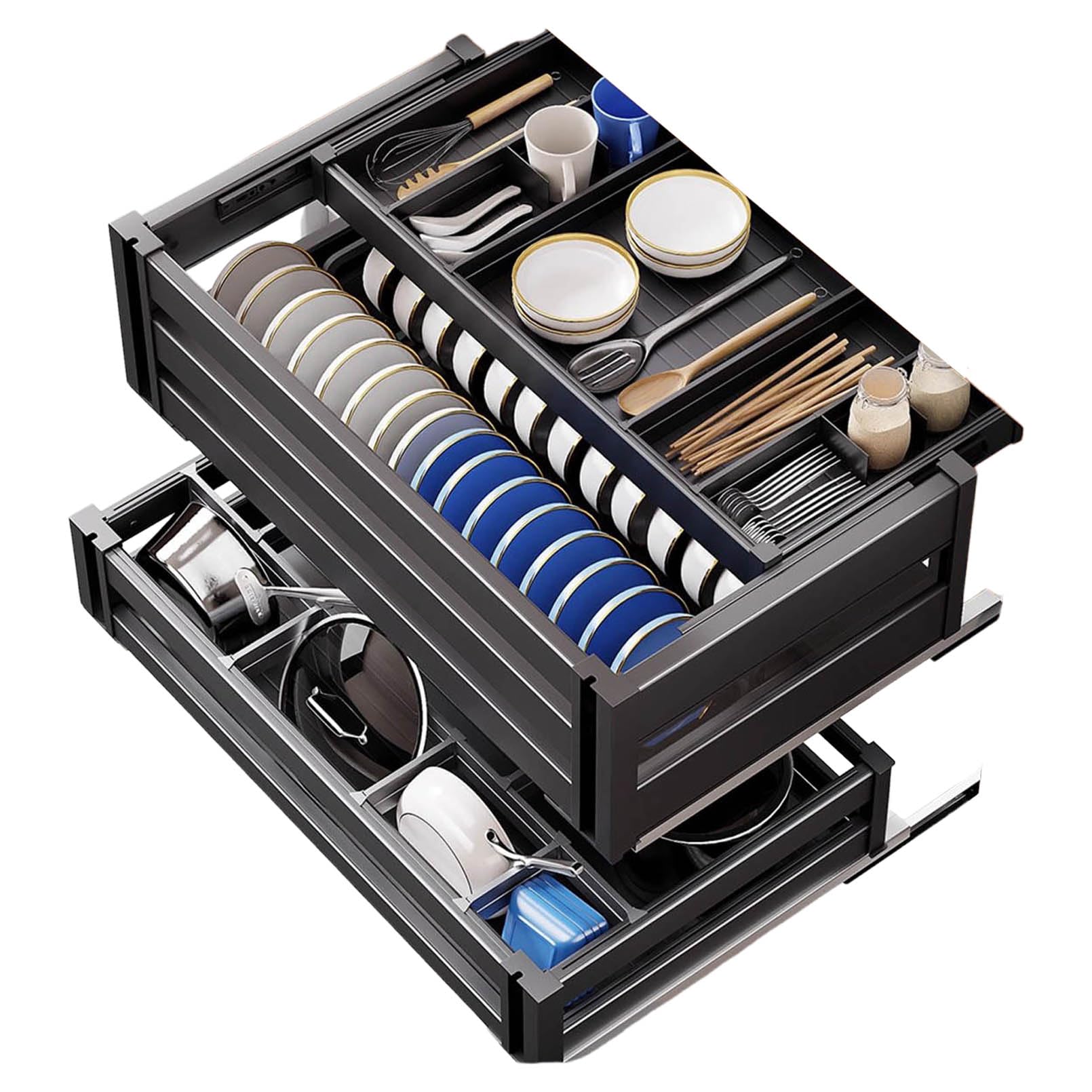 3-Tier Pull-Out Pantry & Under-Sink Organizer with Movable Dividers