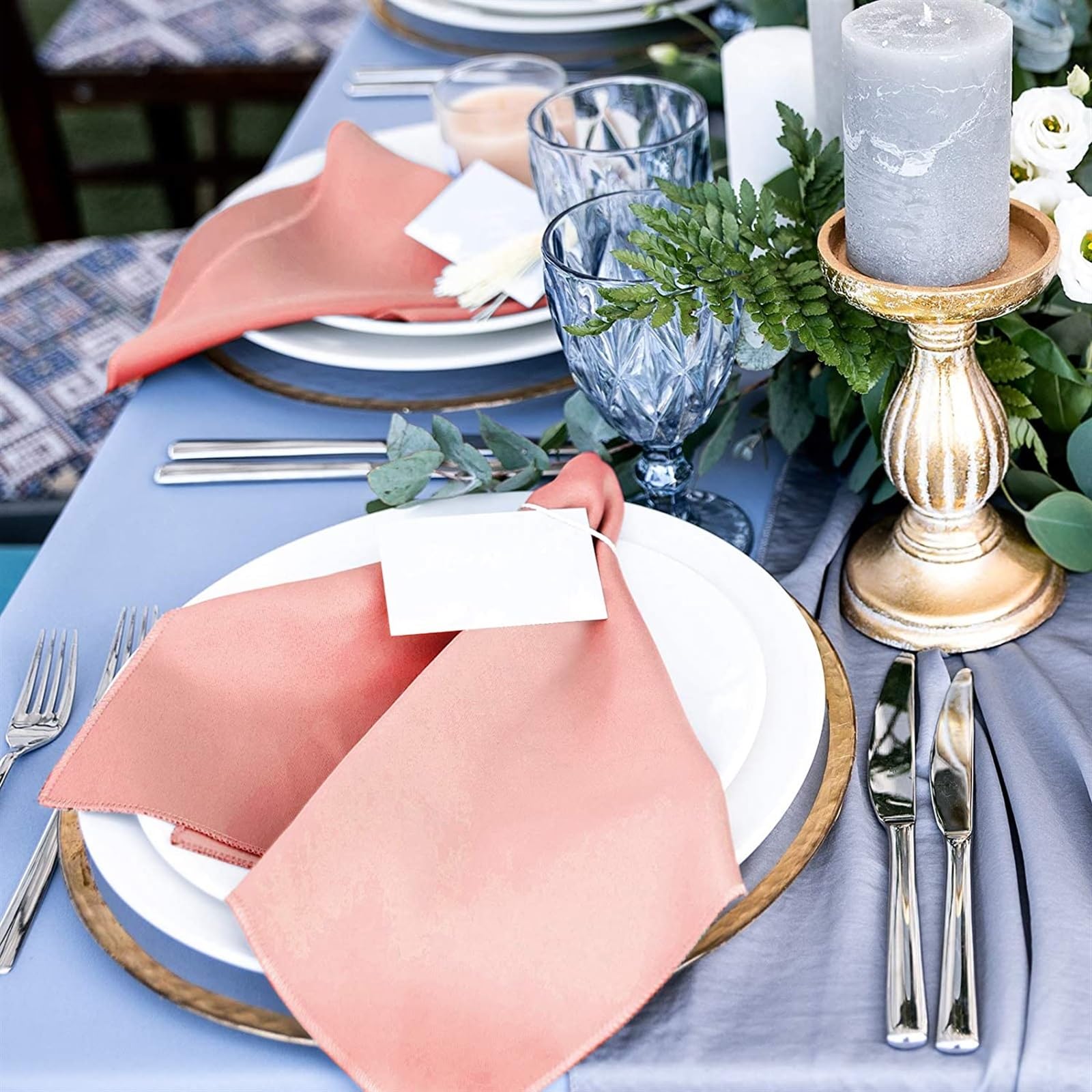 100-Piece Green Satin Dinner Napkin Set – 43 × 43 cm
