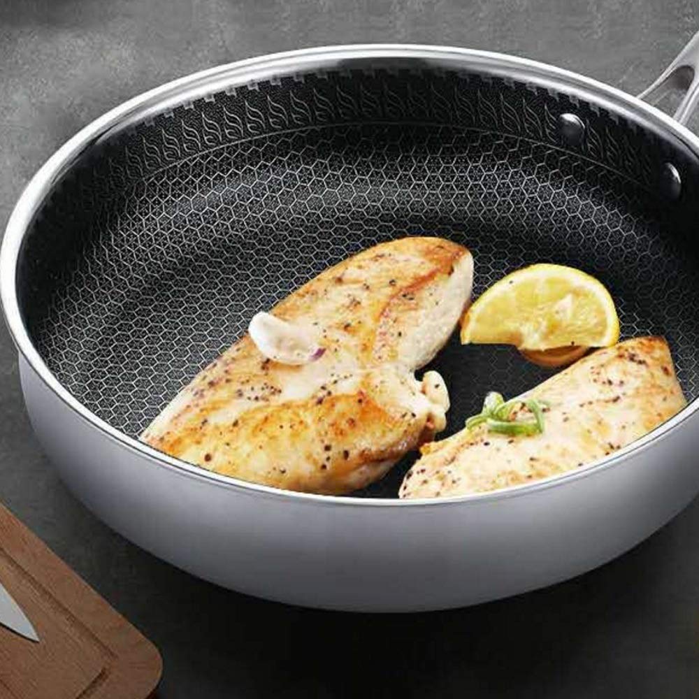 304 Stainless Steel 3-Layer Multipurpose Frying Pan & Wok