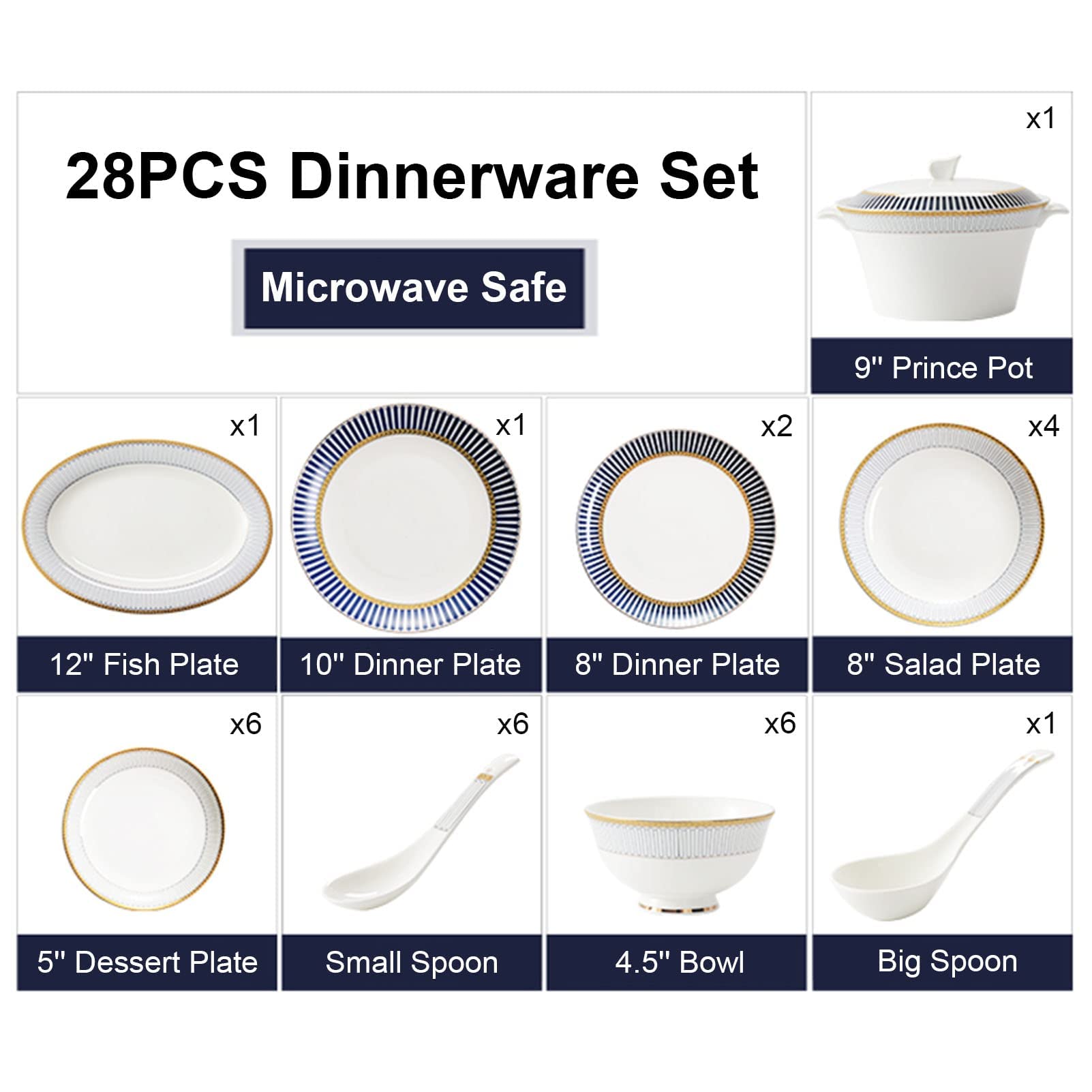 28-Piece Nordic Porcelain Dinnerware Set for 6 – Chip-Resistant & Dishwasher Safe