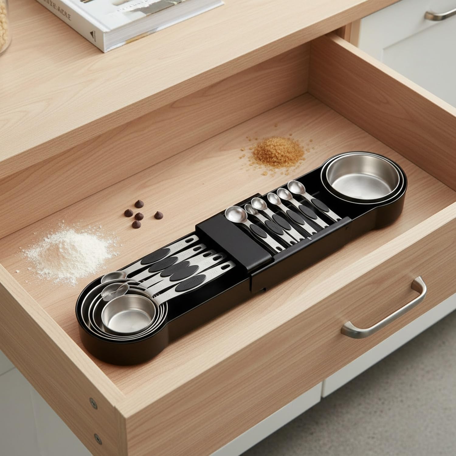 16-Piece Stainless Steel Measuring Cups & Spoons Set with Holder