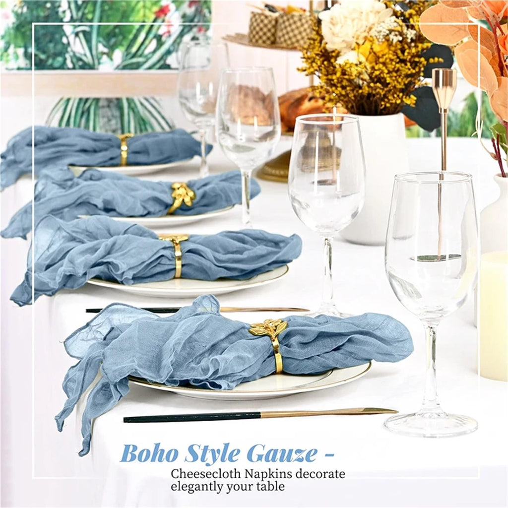 20-Piece Rustic Blue Gauze Table Napkin Set for Weddings & Home Dining