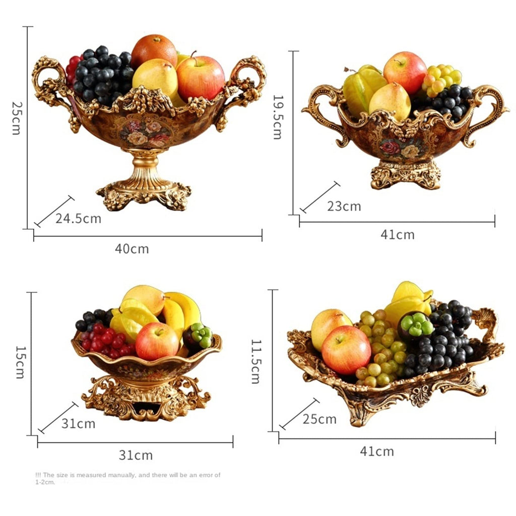 GGGUOJINN Veggie Tray High-Grade Fruit Plate Luxury Living Room Coffee Table Resin Decoration Home Creative American Retro Dried Fruit Plate (Color : Style 02) (Style 03)