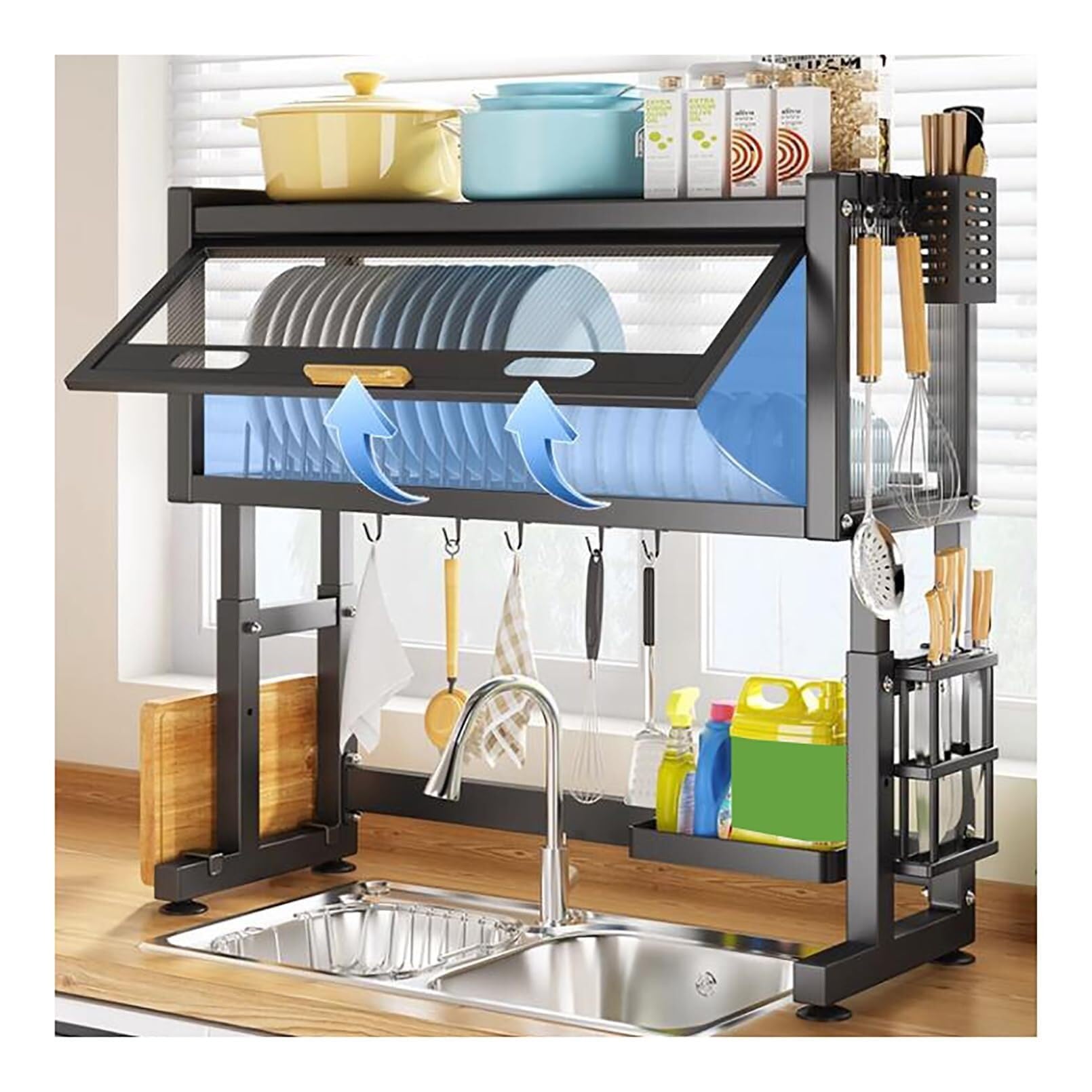 Adjustable 3-Tier Stainless Steel Over-the-Sink Dish Drying Rack